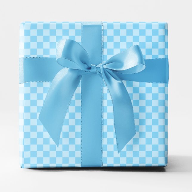 Small Baby Blue Checked Geschenkpapier (Small Baby Blue Checkered Wrapping Paper)