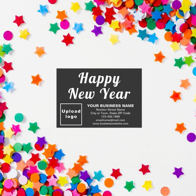 Small Black Flat Card Business New Year (Business brand with New Year greeting on small black flat card)