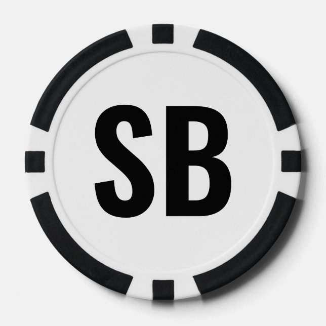 Small Blind SB Simple Black White Text Poker Chips (Vorderseite)