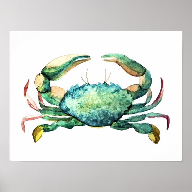 Small Blue Crab Aquarell Print Poster (Vorne)