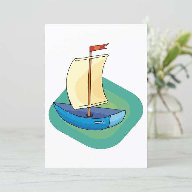 Small Blue Sail Boat Einladung (Von Creator hochgeladen)