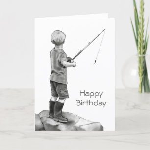 Small Boys Fishing: Ursprünglicher Bleistift Zeich Karte
