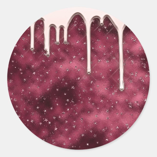 Small Business Candles Burgundy Rose Glitzer Runder Aufkleber (Vorderseite)