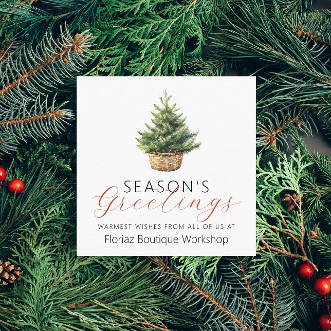Small Business Christmas Tree Winter Greenery Quadratische Visitenkarte (Small Business Christmas Tree Winter Greenery Square Business Card)