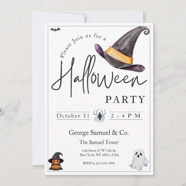 Small Business Minimalist Halloween Office Party Einladung (Vorderseite)
