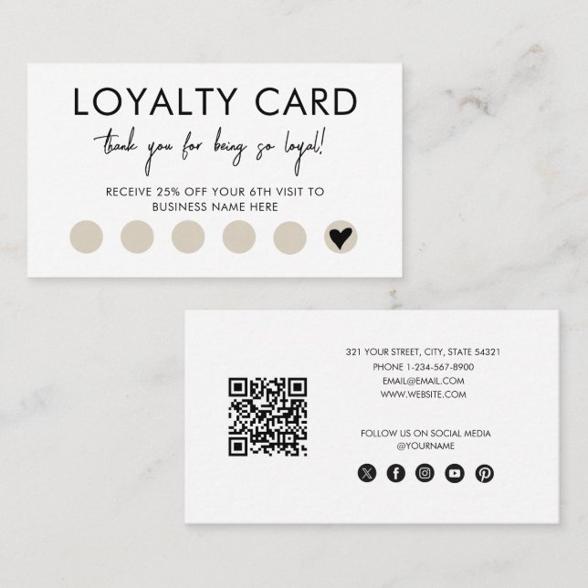 Small Business QR Code Loyalty Reward Discount Visitenkarte (Vorne/Hinten)