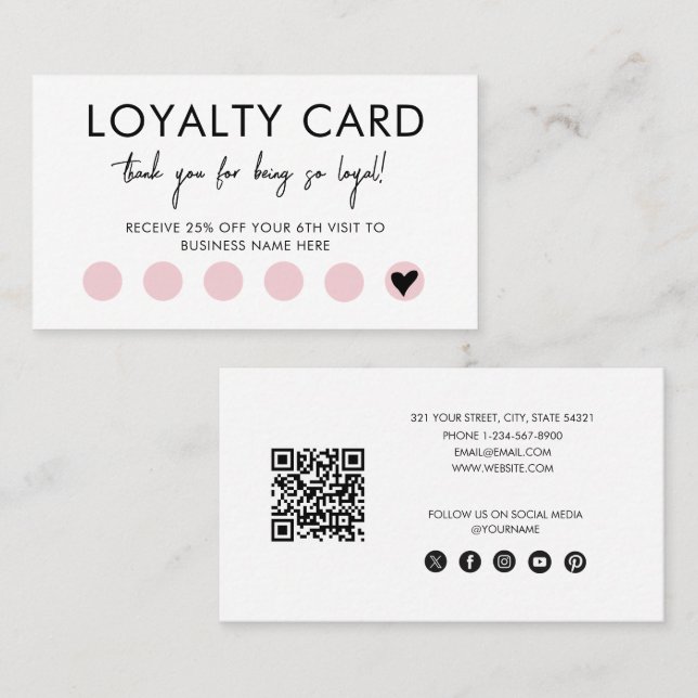 Small Business QR Code Loyalty Reward Discount Visitenkarte (Vorne/Hinten)