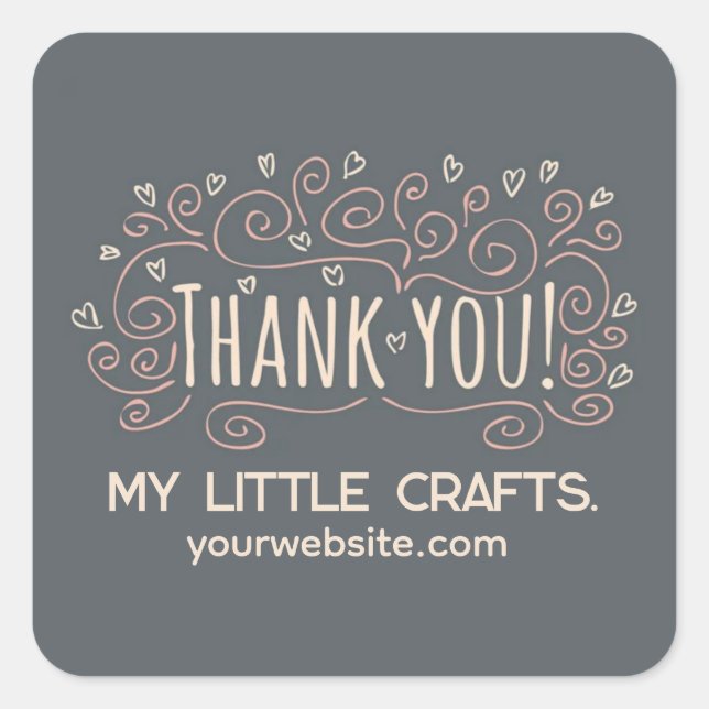 Small business thank you script typography quadratischer aufkleber (Vorderseite)
