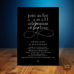 Small Celebration of Big Love, Elegant Minimalist  Einladung<br><div class="desc">Celebrate your love story with this elegant minimalist wedding invitation, designed with a refined serif font paired with delicate handwritten script. Perfect for couples who love modern romance, soft neutrals, and timeless typography. This invitation is ideal for intimate weddings, backyard celebrations, garden ceremonies, or modern elopements. The clean layout and...</div>