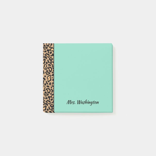 Small Custom Leopard Lehrer Beitrag Hinweise Post-it Klebezettel (Vorderseite)