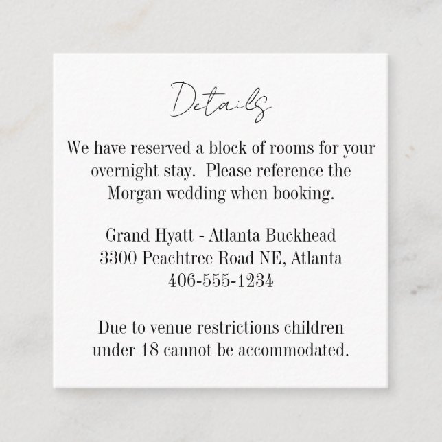 Small Details Card for any wedding Begleitkarte (Vorderseite)