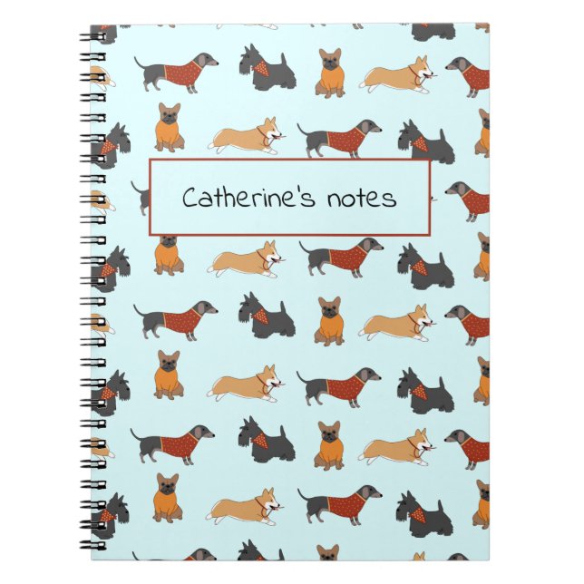 Small Dog Pattern Light Blue Notebook Notizblock (Vorderseite)