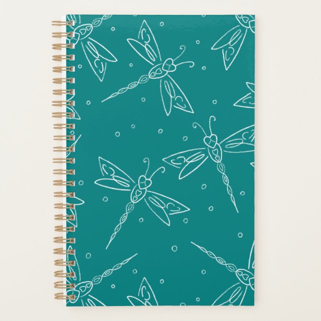 Small dragonfly themed planner - teal planer (Vorderseite)