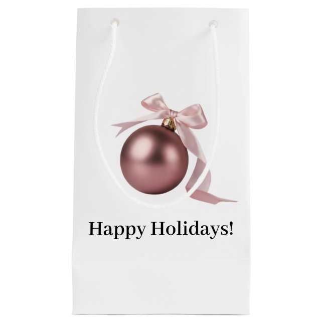 SMALL DUSTY ROSE HOLIDAY ORNAMENT GIFT BAG KLEINE GESCHENKTÜTE (Vorderseite)