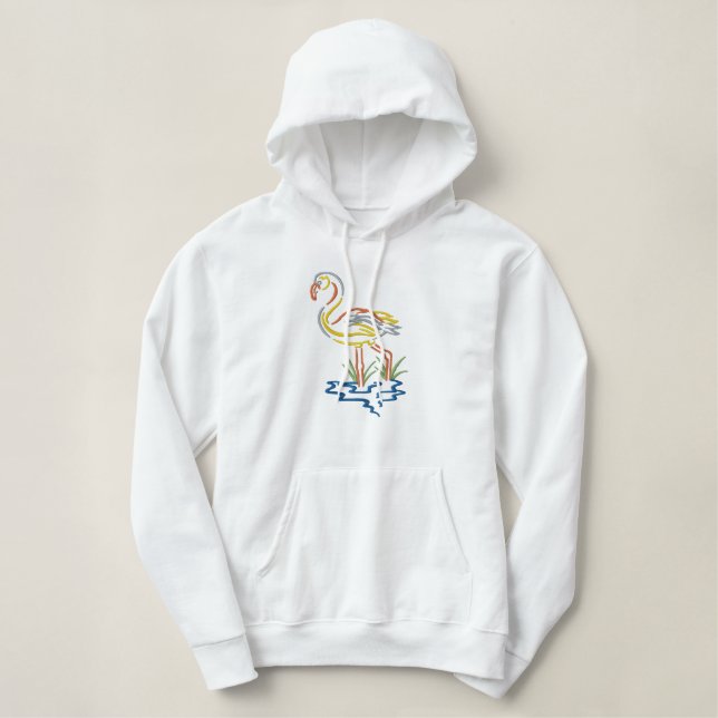 Small Flamingo Bestickter Hoodie (Design vorne)