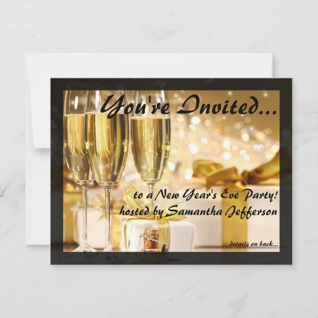 Small Gilded Bubbly New Years Party Einladungen (Vorderseite)