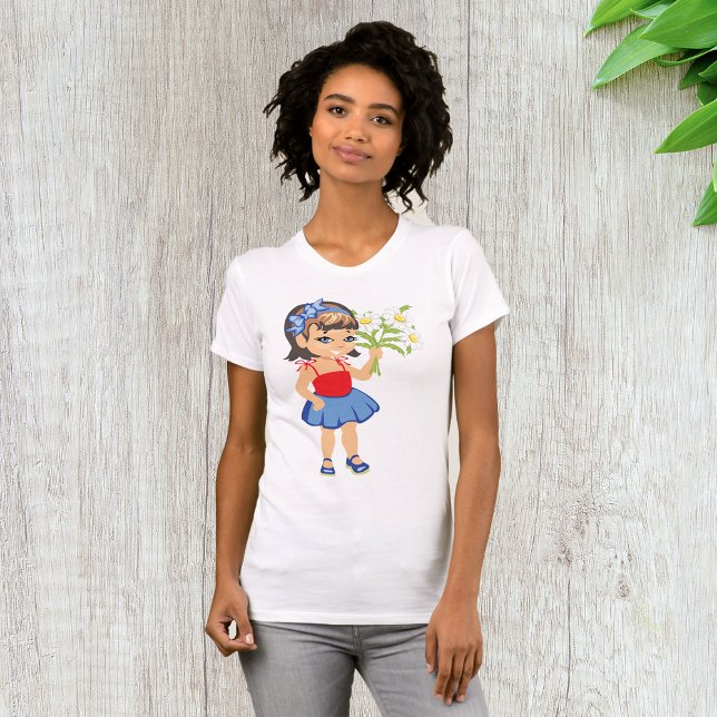 Small Girl Holding Daisies Womens T - Shirt (Von Creator hochgeladen)