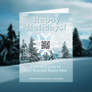 Small Happy Holidays Xmas Card Snowflake QR Code Karte