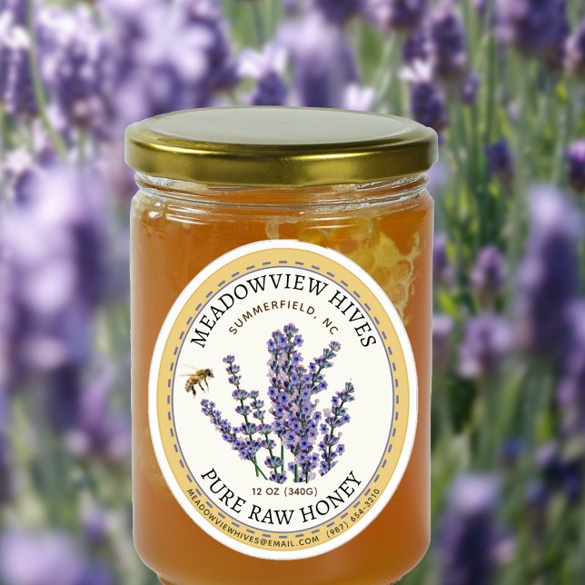 Small Jar Oval Lavendel Honey Label mit Biene (Von Creator hochgeladen)