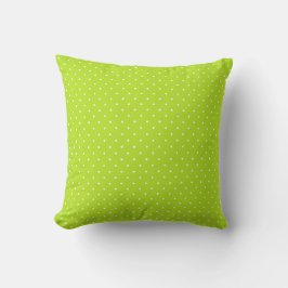 Small Lime Green and White Polka Dots Throw Pillow Kissen