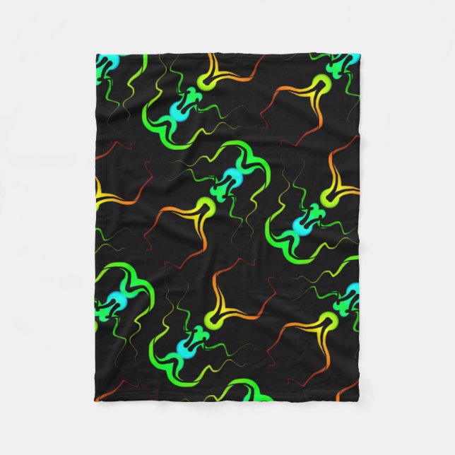 Small polar cover orange green blue on black fleecedecke (Vorderseite)