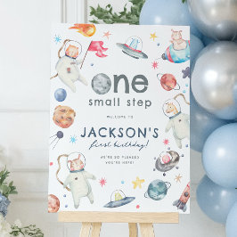 Small Step Space 1 1. Geburtstag Party Begrüßungsz Poster