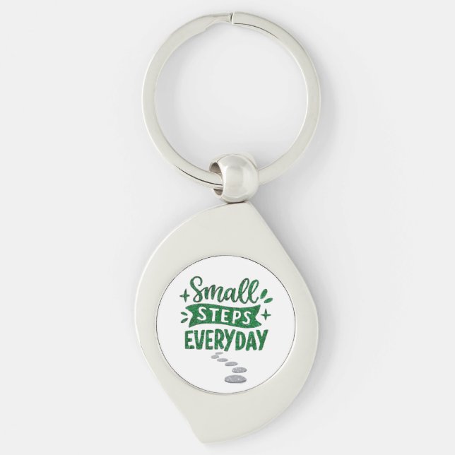 Small Steps Everyday Motivational Keychain Schlüsselanhänger (Vorderseite)