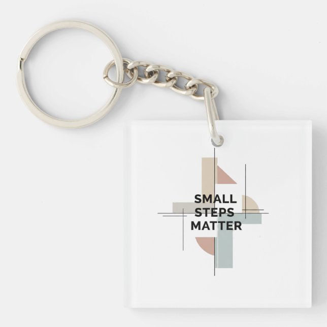 Small Steps Matter Geometric Keychain Schlüsselanhänger (Vorderseite)