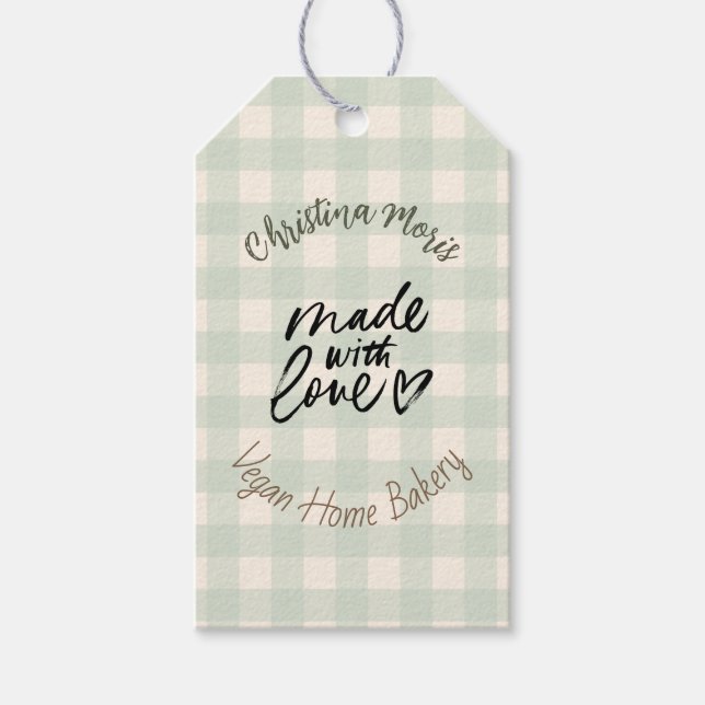 Small Vegan Home Bakery Made with love Pattern Geschenkanhänger (Vorderseite)