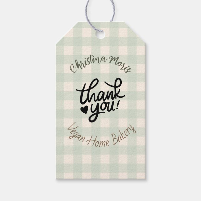 Small Vegan Home Bakery Thank You Pattern Geschenkanhänger (Vorderseite)