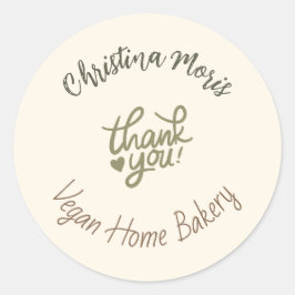 Small Vegan Home Bakery Thank You Runder Aufkleber