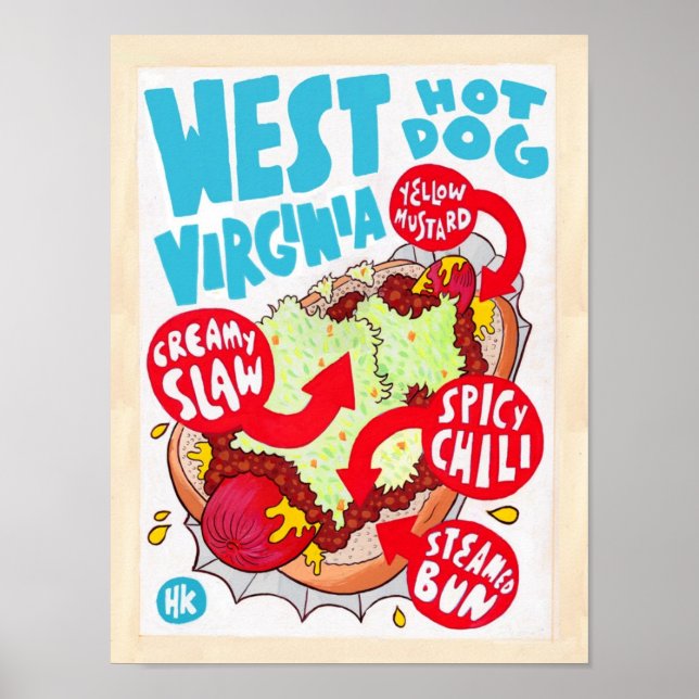Small West Virginia Hot Dog Poster (Vorne)