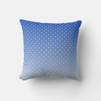Small White Polka Dots-Ombre Blue Throw Pillow  Kissen