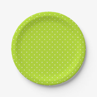 Small White Polka Dots on Lime Green Paper Plate Pappteller
