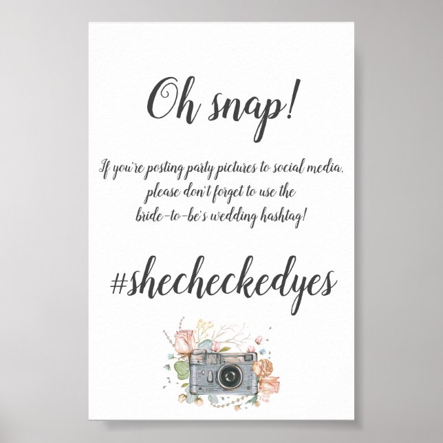 Smaller Wedding hashtag bridal shower Poster (Vorne)