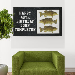 Smallmouth Bass Fischen Cool Männer Geburtstagsban Banner