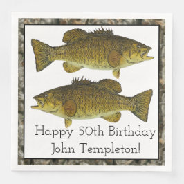 Smallmouth Bass Fischen Sport Geburtstag Napkins Serviette