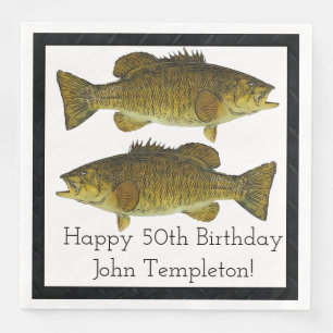 Smallmouth Bass Fishing Sports Geburtstag 50. Serviette