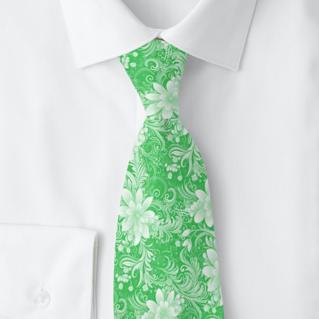 Smaragd-Blumen-Batik Krawatte (Von Creator hochgeladen)