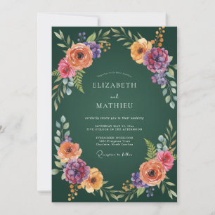 Smaragd-Blüten-Hochzeit Einladung