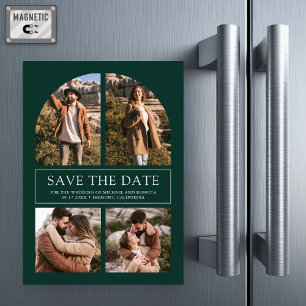 Smaragd-Bogen-Foto-Collage-Hochzeit - Save the Dat Magneteinladung