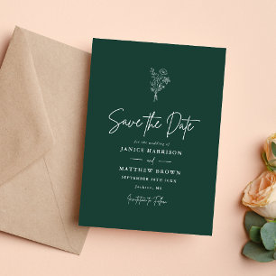 Smaragd Boho Minimalistische Botanicals Hochzeit Save The Date