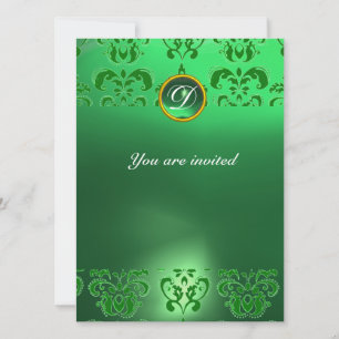 SMARAGD-Damask-Edelstein-Monogramm grün Einladung