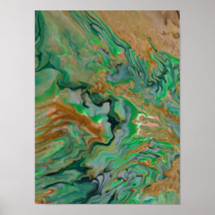 Smaragd-Erde – Abstrakter Fluid-Kunstprint Poster