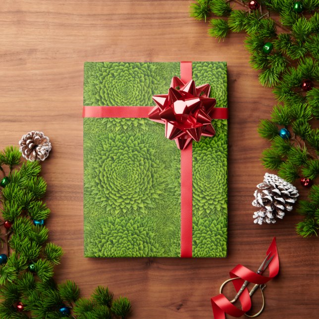 Smaragd-Fraktal-Blüte Geschenkpapier (Feiertagsgeschenk)