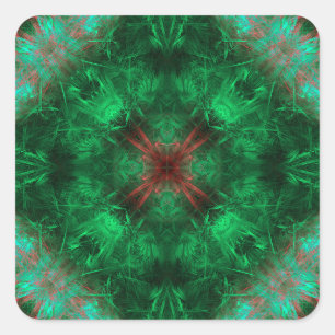 Smaragd-Fraktal-Kunst der Heiligen Geometrie Quadratischer Aufkleber