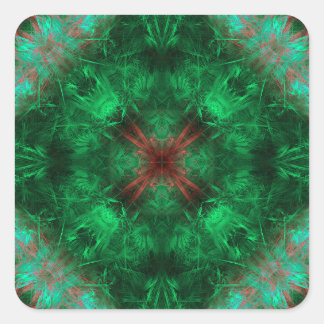 Smaragd-Fraktal-Kunst der Heiligen Geometrie Quadratischer Aufkleber