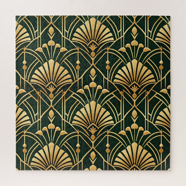 Smaragd-Gold-Art-Deco-Muster (Vertikal)