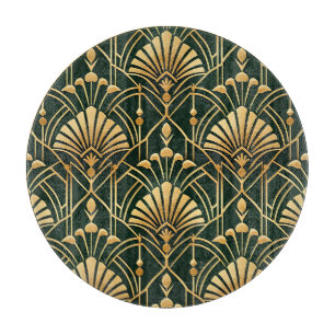 Smaragd-Gold-Art-Deco-Muster Schneidebrett