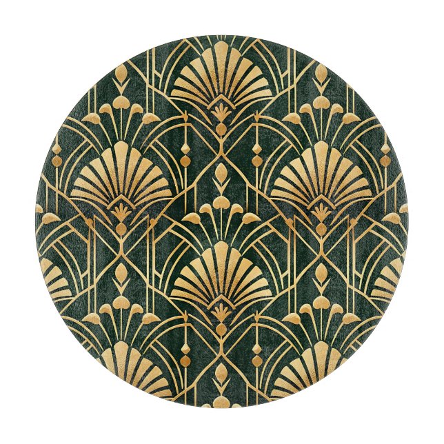 Smaragd-Gold-Art-Deco-Muster Schneidebrett (Vorderseite)